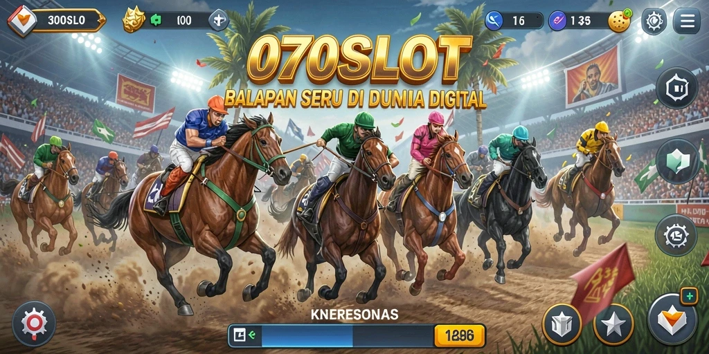 Screenshot 070SLOT menunjukkan aksi balapan yang mendebarkan dan mobil yang memukau.