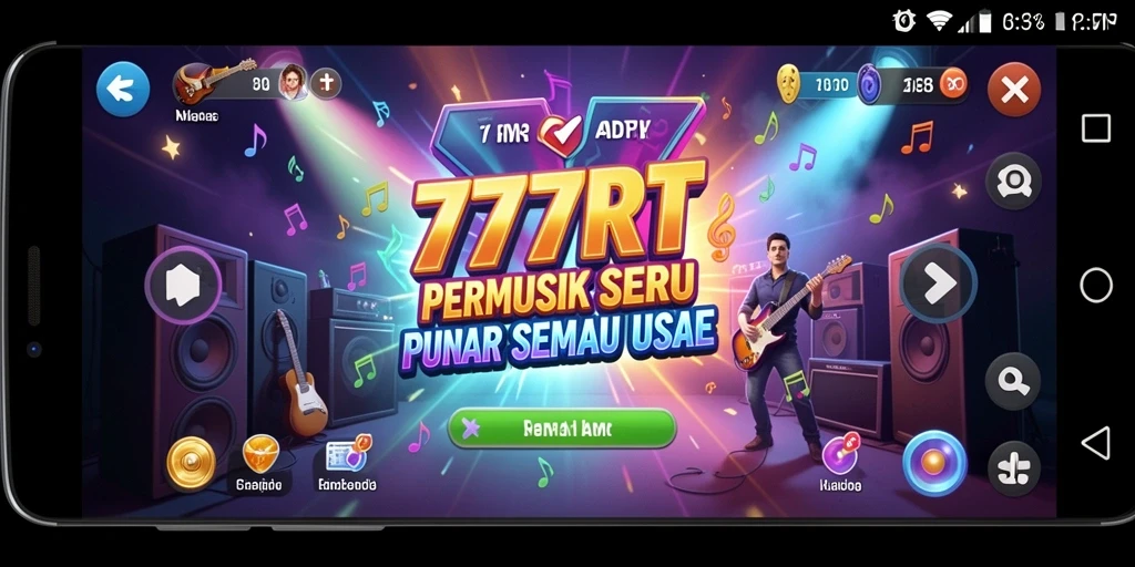 Tangkapan layar gameplay <strong>777RT</strong> menunjukkan pengguna menikmati bermain musik bersama.