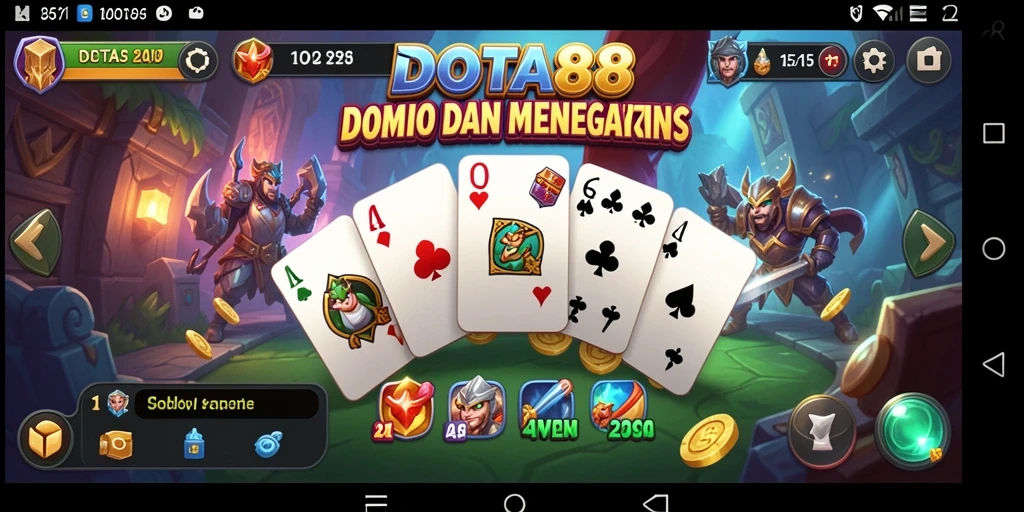 Tampilan gameplay seru dari DOTA88 dengan suasana permainan Domino.