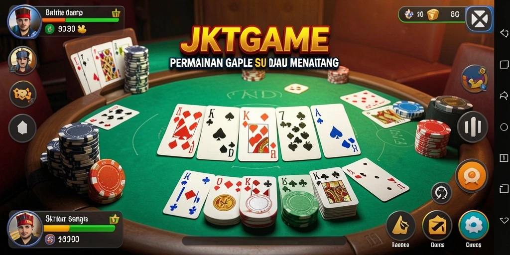 Tampilan gameplay menarik dengan kartu Gaple yang penuh warna.