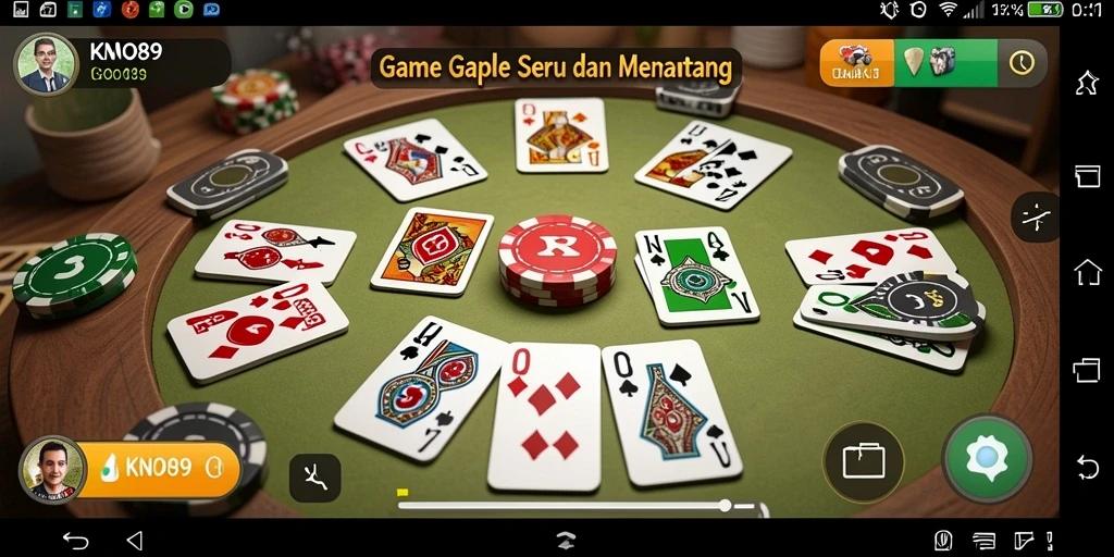 Screenshot gameplay KNO89 menunjukkan suasana seru permainan Gaple.