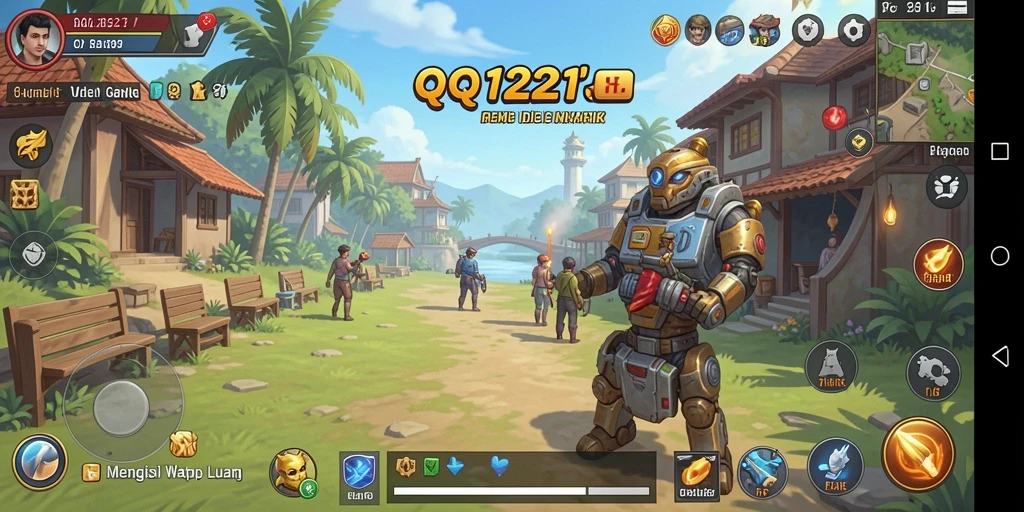 Tampilan gameplay QQ1221 dengan karakter Idle yang menarik dan grafik cerah.